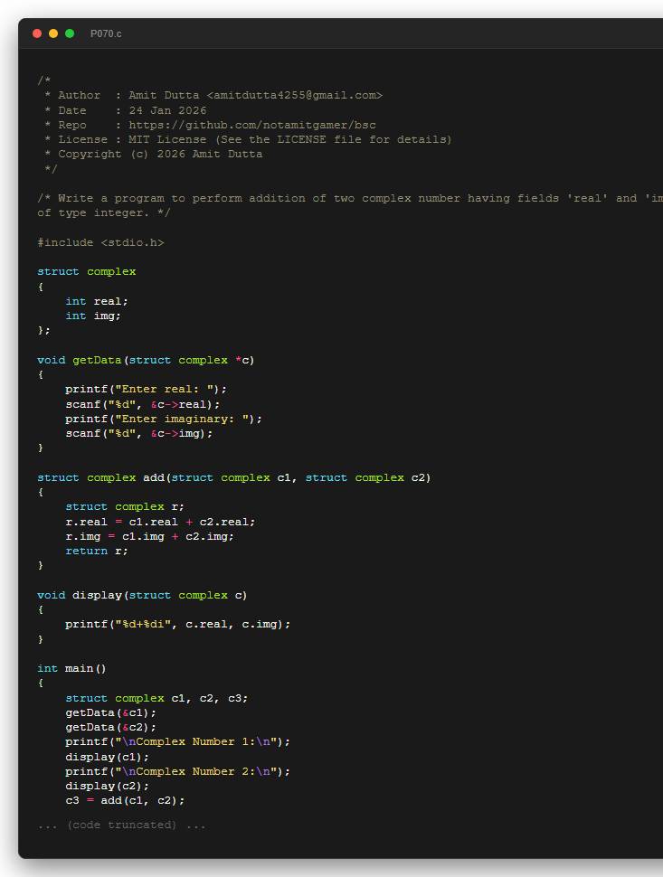 Write a program to perform addition of two complex number having fields 'real' and 'img' of type integer.